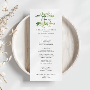 Eucalyptus Simple Brown Floral Dinner Menu