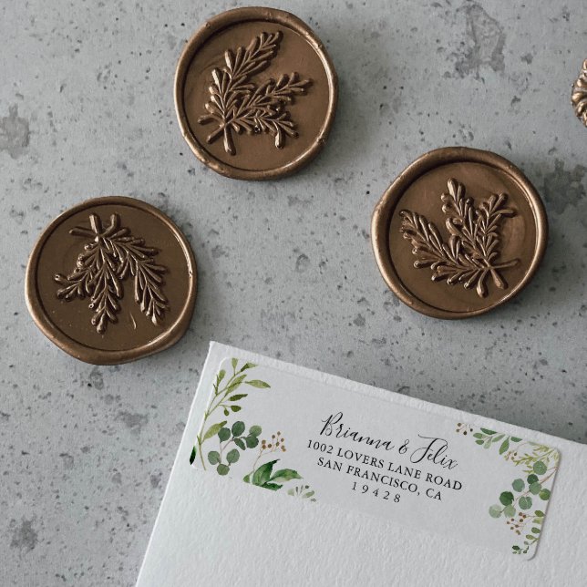 Eucalyptus Simple Brown Floral Return Address (Creator Uploaded)
