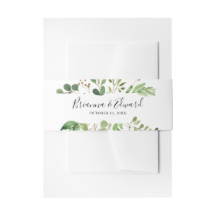 Eucalyptus Simple Brown Floral Wedding Invitation Belly Band