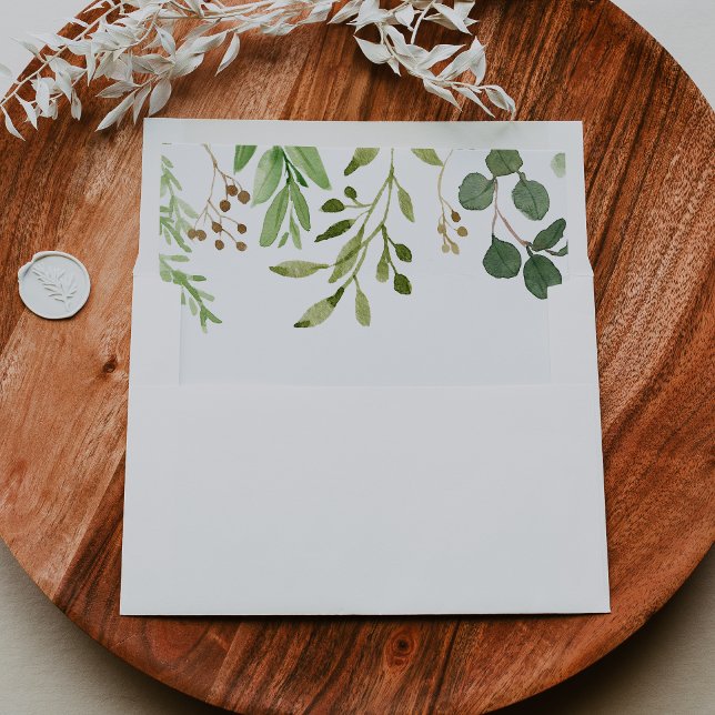Eucalyptus Simple Brown Floral Wedding Invitation Envelope (Creator Uploaded)