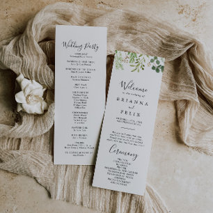 Eucalyptus Simple Brown Floral Wedding Program Programme