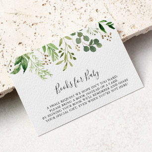 Eucalyptus Simple Floral Baby Shower Book Request Enclosure Card