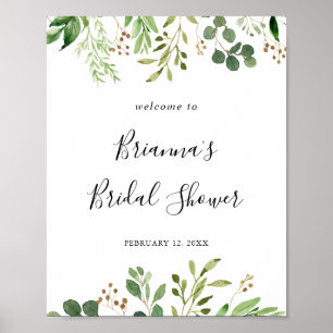 Eucalyptus Simple Floral Bridal Shower Welcome Poster