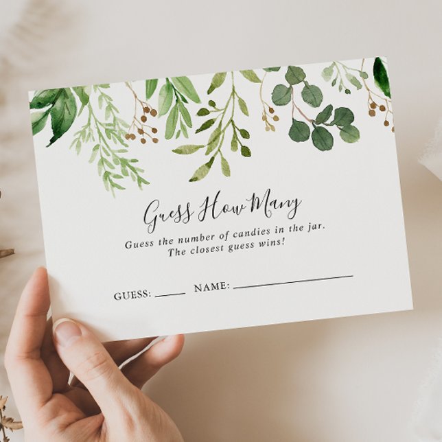 Eucalyptus Simple Floral Guess How Many Game Card (Creator Uploaded)