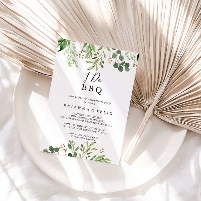 Eucalyptus Simple Floral I Do BBQ Engagement Party Invitation (Creator Uploaded)