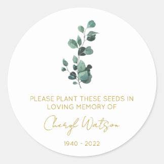 Eucalyptus | Simple Memorial Seed Packet Classic Round Sticker