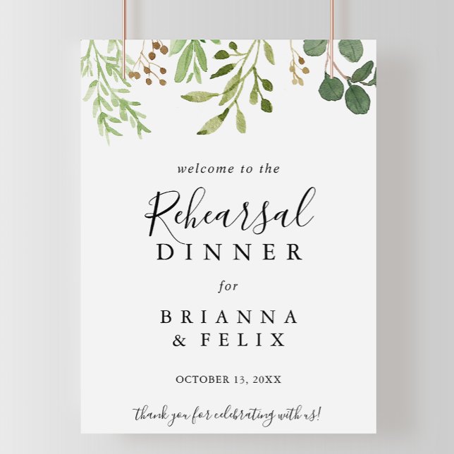Eucalyptus Simple Rehearsal Dinner Welcome Sign (Creator Uploaded)