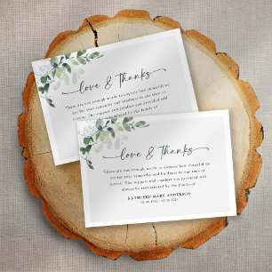 Eucalyptus Simple Script Funeral Thank You Card