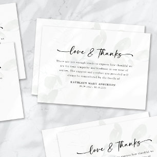Eucalyptus Simple Script Funeral Thank You Card