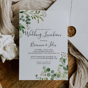 Eucalyptus Simple Wedding Luncheon Bridal Shower Invitation