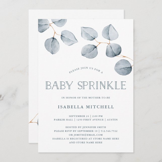 Eucalyptus Simplicity | Baby Sprinkle Invitation (Front/Back)