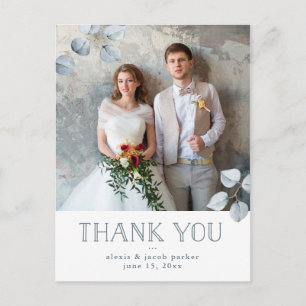 Eucalyptus Simplicity Wedding Photo Thank You Announcement Postcard
