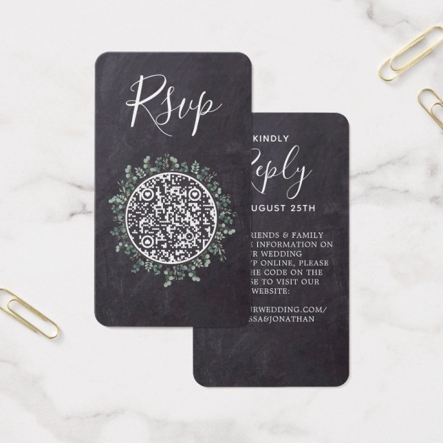 Eucalyptus Slate Wedding Website QR Code RSVP (Office)