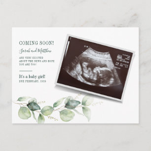 Eucalyptus Sonogram Baby Scan Reveal Pregnancy Announcement Postcard