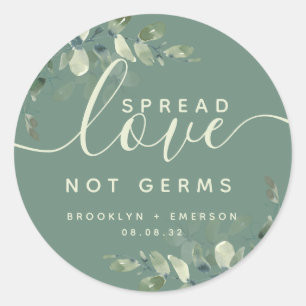 Eucalyptus Spread Love Not Germs Hand Sanitizer Sq Classic Round Sticker