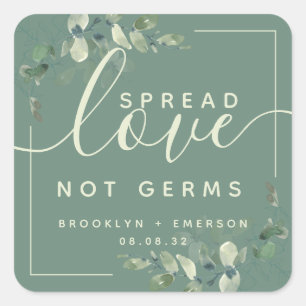Eucalyptus Spread Love Not Germs Hand Sanitizer Sq Square Sticker
