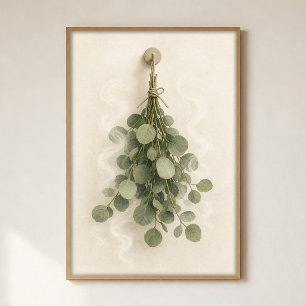 Eucalyptus Steam Watercolour Cottagecore Poster