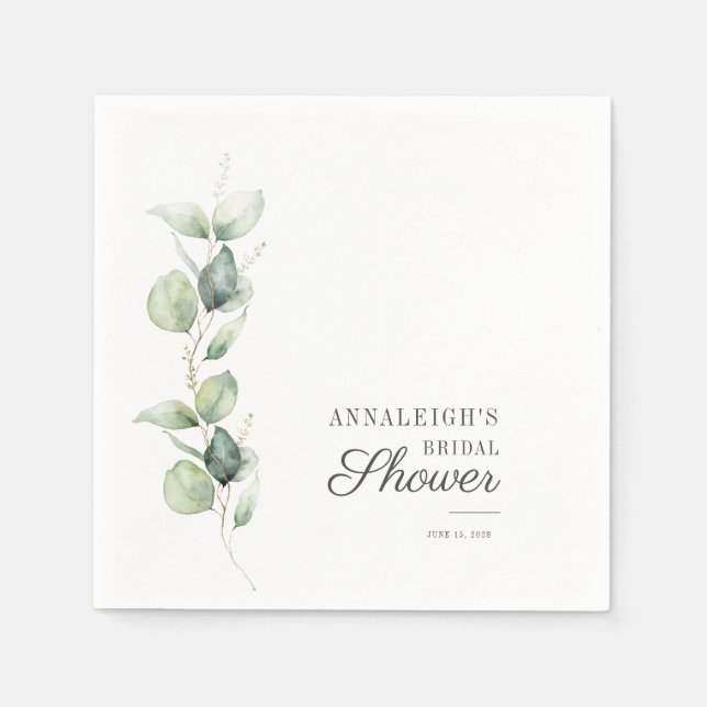 Eucalyptus Succulent Bridal Shower Modern Paper Napkin (Front)