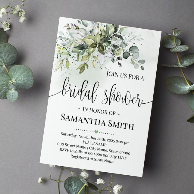 Eucalyptus succulent greenery bridal shower invitation (Creator Uploaded)