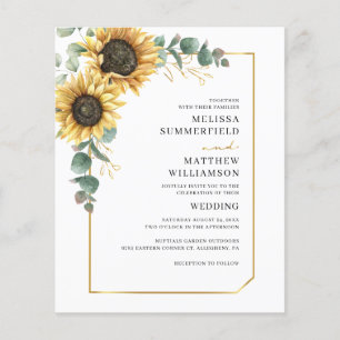 Eucalyptus Sunflower All In One Wedding Invitation