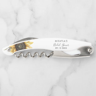 Eucalyptus Sunflower Bridal Shower Thank You Corkscrew