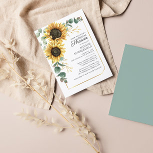 Eucalyptus Sunflower Floral Greenery Bridal Shower Invitation