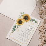 Eucalyptus Sunflower Floral Script 60th Birthday Invitation<br><div class="desc">Eucalyptus Sunflower Floral Script 60th Birthday Invitation you can easily customise with your party details by clicking the "Personalise" button. Featuring bright yellow floral and greenery succulent with a gold foil geometric frame and modern typography</div>