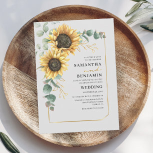 Eucalyptus Sunflower Floral Wedding Invitation