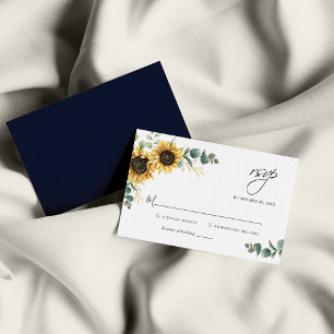 Eucalyptus Sunflower Floral Wedding RSVP Card