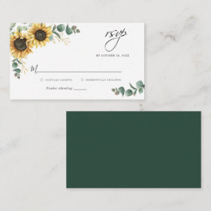 Eucalyptus Sunflower Floral Wedding RSVP Card