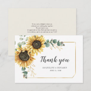 Eucalyptus Sunflower Floral Wedding Thank You Card