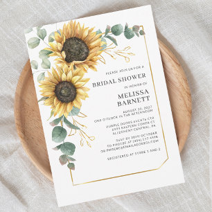 Eucalyptus Sunflower Geometric Bridal Shower Invitation