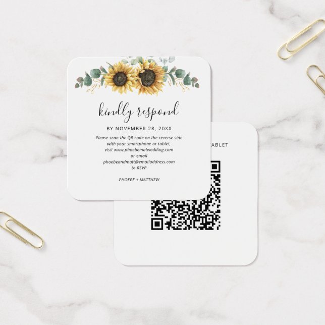 Eucalyptus Sunflower QR Code Wedding Website RSVP (Office)