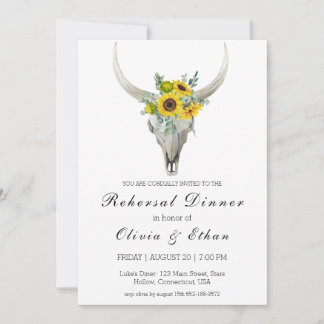 Eucalyptus sunflower rehearsal dinner invitations