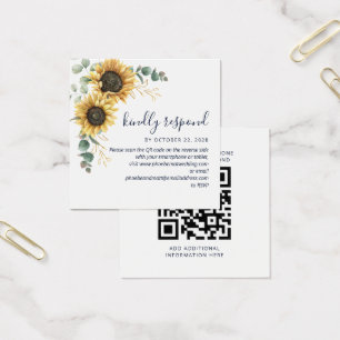 Eucalyptus Sunflower Wedding QR Code RSVP Card