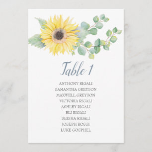 Eucalyptus Sunflower Wedding Seating Table Plan Invitation