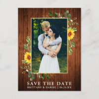 Eucalyptus Sunflower Wood Save The Date