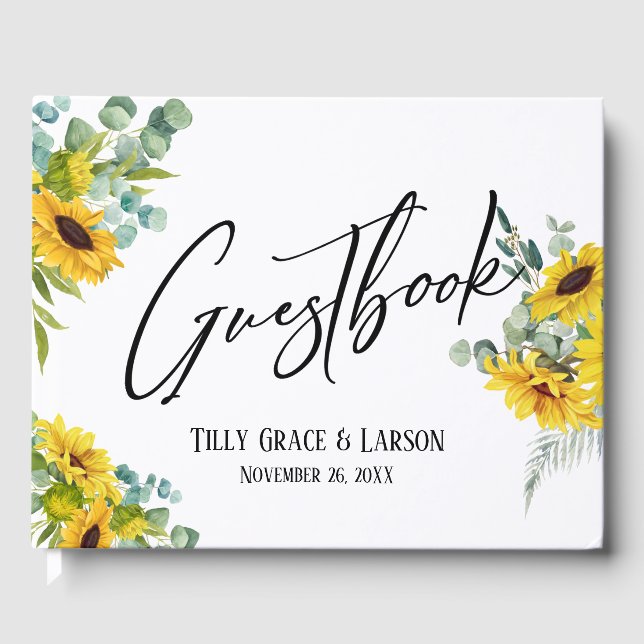 Eucalyptus Sunflowers Handwriting Guestbook (Front)