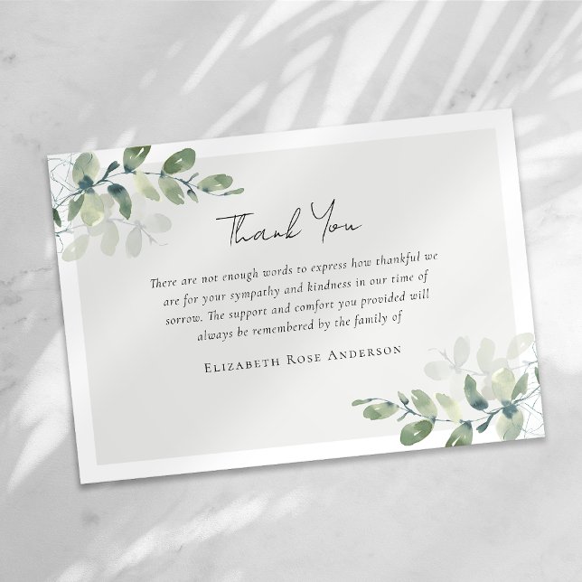 Eucalyptus Sympathy Funeral  Thank You Card (Creator Uploaded)
