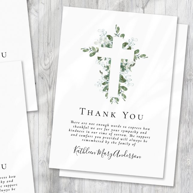 Eucalyptus Sympathy Funeral Thank You Card (Creator Uploaded)
