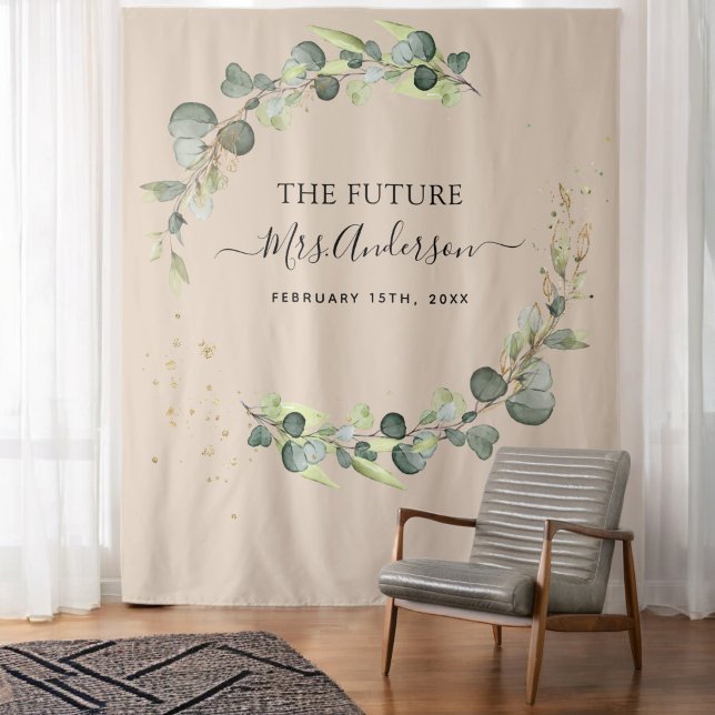 Eucalyptus Terracotta Future Mrs. Backdrop Tapestry (Creator Uploaded)