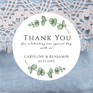 Eucalyptus Thank You For Celebrating with Us Classic Round Sticker