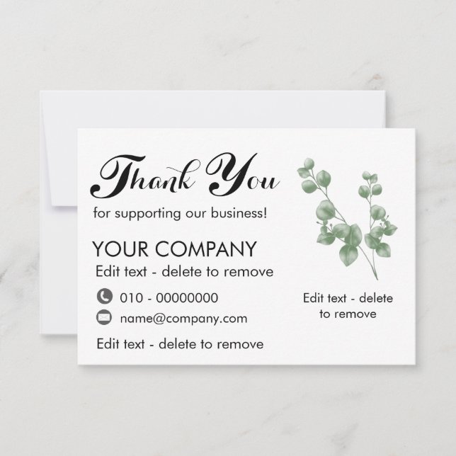 Eucalyptus Thank You For Supporting Our Business Card (Front)