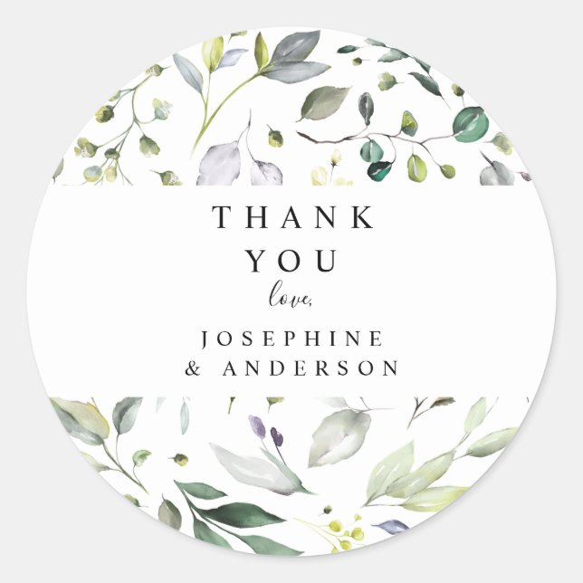 Eucalyptus Thank You Sticker Tag (Front)