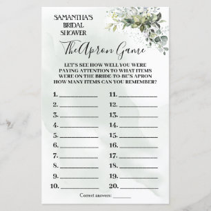 Eucalyptus The Apron bridal shower bilingual game
