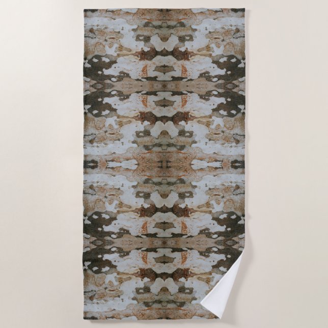 Eucalyptus Tree Bark Photo Closeup With Pattern Beach Towel (Front)