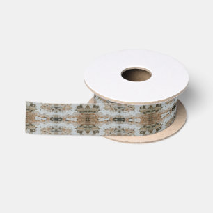 Eucalyptus Tree Bark Photo Closeup With Pattern Satin Ribbon