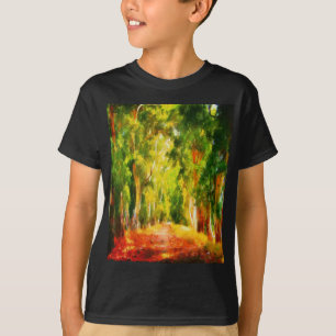 Eucalyptus Tree Lined Avenue Pointillism Art T-Shirt