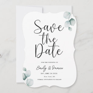 Eucalyptus  unique Modern Elegant minimalist  Save The Date