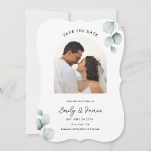 Eucalyptus  unique Modern Elegant minimalist  Save The Date